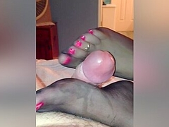 Amateur Lady Wearing Sexy Stockings During Footjob Dispensation