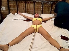 Chinese Babe Cuffed To Bed